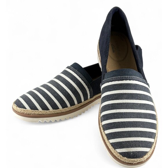 NWT Collection by Clarks Serena Paige Navy Marine Canvis Slip-on Shoes Flats 8M - Picture 1 of 7